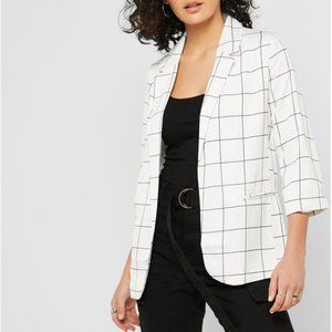 Forever 21 White and Black Checkered Blazer
